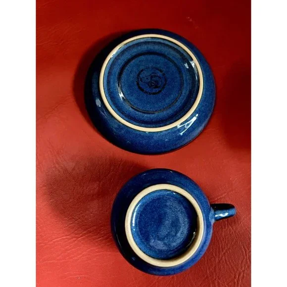 Denby English Blue Cup & Saucer - Set of 4 - New - Picture 5 of 6